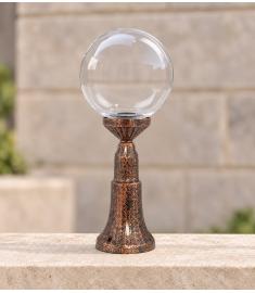 Outdoor Pillar Light with 25 cm Clear Globe, Long Round Base, Ribbed, 3/8 Threaded