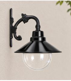 Single Arm Outdoor Wall Light with 25 cm Clear Globe, Shade