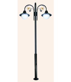 Double Curved Arm Outdoor Light Pole with Shade
