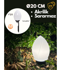 Garden Stake Light with 20 cm Opal Acrylic Globe, Tube Base, Ribbed, 60 mm Tube