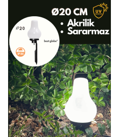 Garden Stake Light with 20 cm Opal Acrylic Globe, Tube Base, Ribbed, 60 mm Tube
