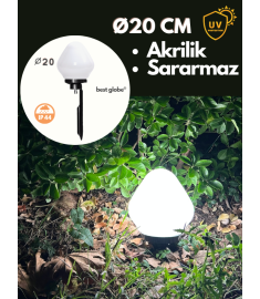 Garden Stake Light with 20 cm Egg Opal Acrylic Globe, Tube Base, Ribbed, 60 mm Tube