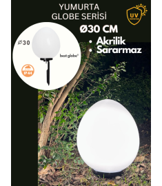 Garden Stake Light with 60 cm Egg Opal Acrylic Globe, Tube Base, Ribbed, 60 mm Tube