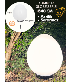 Garden Stake Light with 60 cm Egg Opal Acrylic Globe, Tube Base, Ribbed, 60 mm Tube