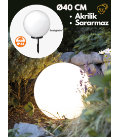 Garden Stake Light with 40 cm Opal Acrylic Globe, Tube Base, Ribbed, 60 mm Tube