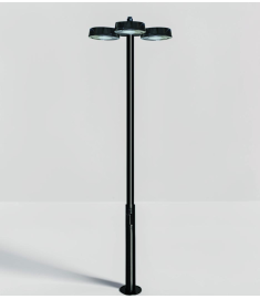 Three Arm Outdoor Light Pole with Flange Base