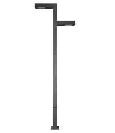 Double Arm Outdoor Light Pole with Angled Body