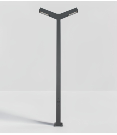 Double Arm Outdoor Light Pole with Angled Body