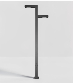 Double Arm Outdoor Light Pole with Angled Body