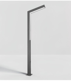 Single Arm Outdoor Light Pole with Acrylic Globe, Angled Body