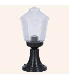 Outdoor Pillar Light with Lantern, Hexagonal Base, Beaded