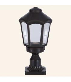 Outdoor Pillar Light with Lantern, Square Base, Hexagonal Base