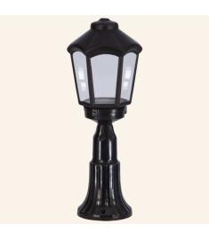 Outdoor Pillar Light with Lantern, Hexagonal Base, Long Round Base