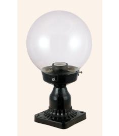 Outdoor Pillar Light with 20 cm Clear Globe, Square Base