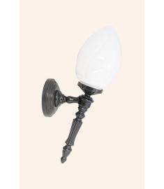 Single Arm Outdoor Wall Light with Opal Globe