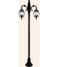 Double Arm Outdoor Light Pole with Cast Base, Inverted