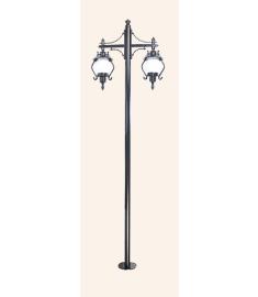 Double Arm Outdoor Light Pole with Flange Base, Inverted