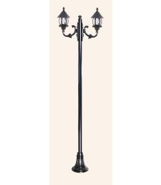 Double Arm Outdoor Light Pole with Shade, Cast Base