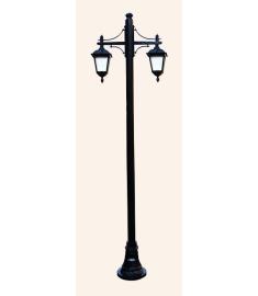 Double Arm Outdoor Light Pole with Lantern, Inverted