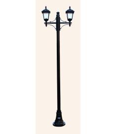 Double Arm Outdoor Light Pole with Lantern