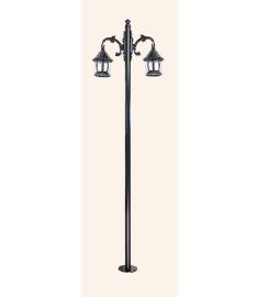 Single Arm Outdoor Light Pole with Shade, Flange Base, Inverted
