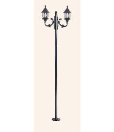 Double Arm Outdoor Light Pole with Shade, Flange Base