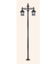 Single Arm Outdoor Light Pole with Shade, Flange Base, Inverted