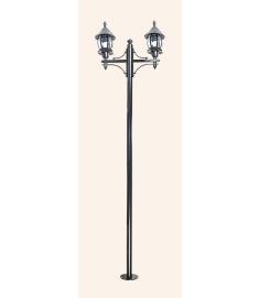 Double Arm Outdoor Light Pole with Shade, Flange Base