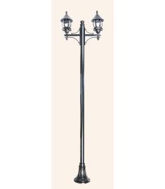 Double Arm Outdoor Light Pole with Shade, Cast Base