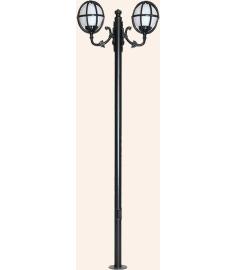 Double Arm Outdoor Light Pole with Flange Base
