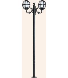 Double Arm Outdoor Light Pole with Flange Base