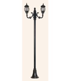 Double Arm Outdoor Light Pole with Lantern