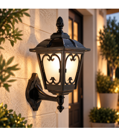 Single Arm Outdoor Wall Light with Teardrop Lantern